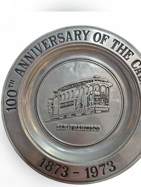 11 inch Pewter plate, 100th Anniversary of the Cable Car San Francisco, Wilton